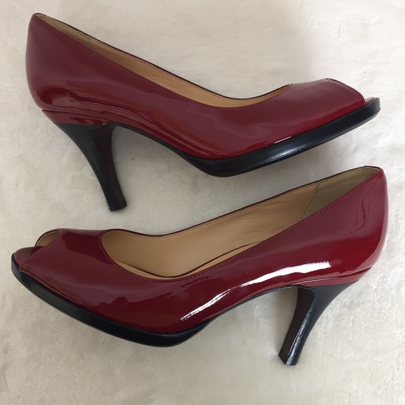 Cole Haan Nike Air Peep Toe Red Patent Pumps 6.5B - Picture 5 of 8